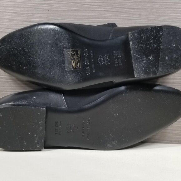 Via Spiga Tate Loafer, Black Leather & Elastic, Womens Size 7.5 US / 37.5 - Picture 11 of 12
